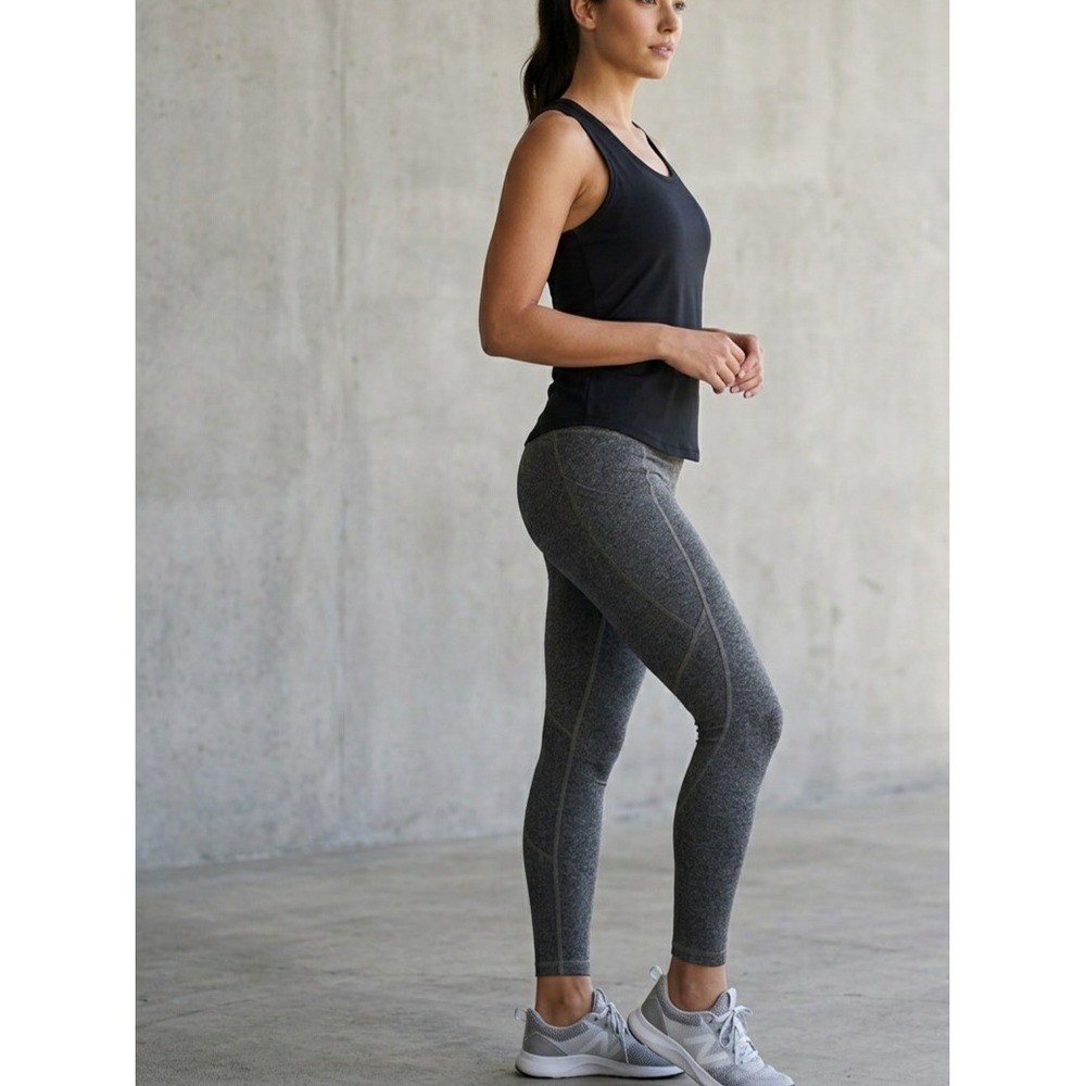 Athleta Grey Heathered High Rise Pocket Leggings S